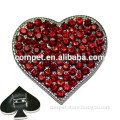 Zinc Alloy Metal Jewelry Red Rhinestone Heart Shape Rivets Accessories for Pet Collars
